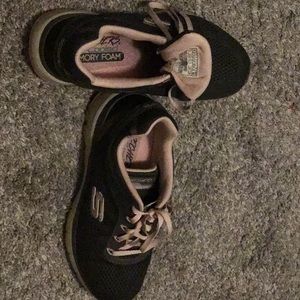 Skechers air cooled memory foam pink and gray sneakers size 7.5
